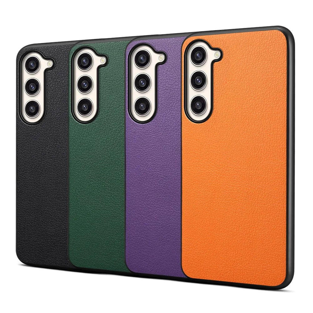 For Samsung Galaxy S23+ Slim Case Calf Texture PU+PC+TPU Phone Cover - Black - 4