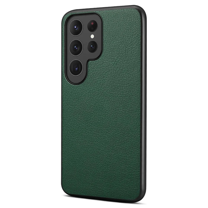For Samsung Galaxy S23 Ultra Case Calf Texture PU Leather Drop-proof Phone Shell - Green - 1