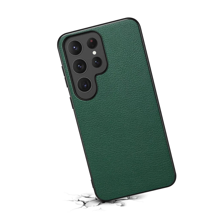 For Samsung Galaxy S23 Ultra Case Calf Texture PU Leather Drop-proof Phone Shell - Green - 2