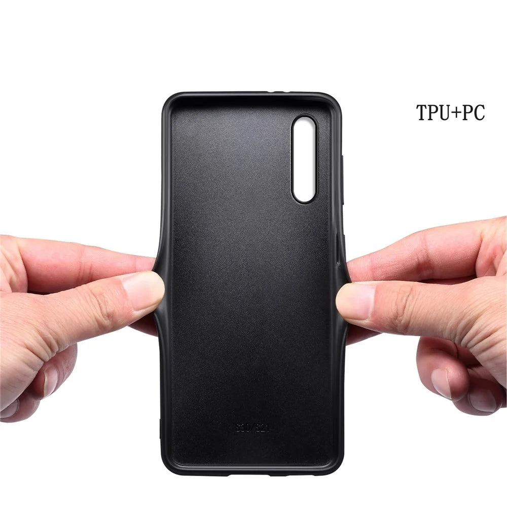 For Samsung Galaxy A70 Case PU Leather Drop Protection Phone Cover with Calf Texture - Green - 3