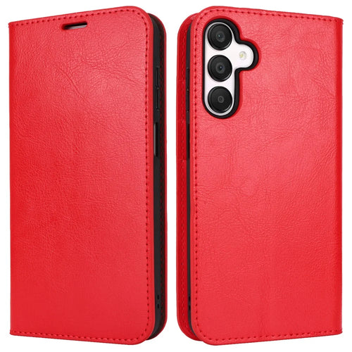 For Samsung Galaxy A15 5G Case Split Leather Crazy Horse Texture Stand Phone Cover - Red - 1