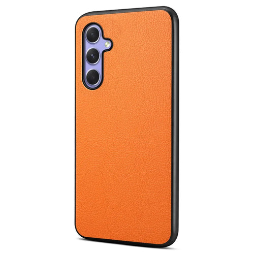 Calf Texture Case for Samsung Galaxy A54 5G Shell PU+TPU+PC Anti-drop Phone Cover - Orange - 1