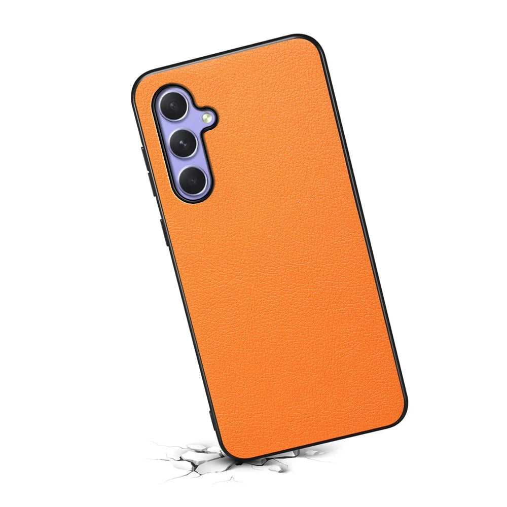 Calf Texture Case for Samsung Galaxy A54 5G Shell PU+TPU+PC Anti-drop Phone Cover - Orange - 2