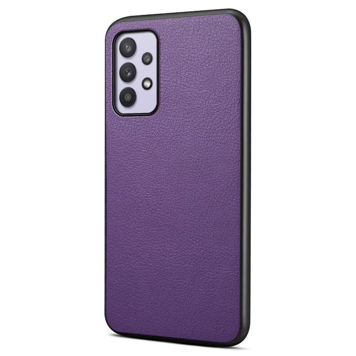For Samsung Galaxy A32 5G / M32 5G Shockproof Case PU+TPU+PC Calf Texture Phone Protector - Purple - 1