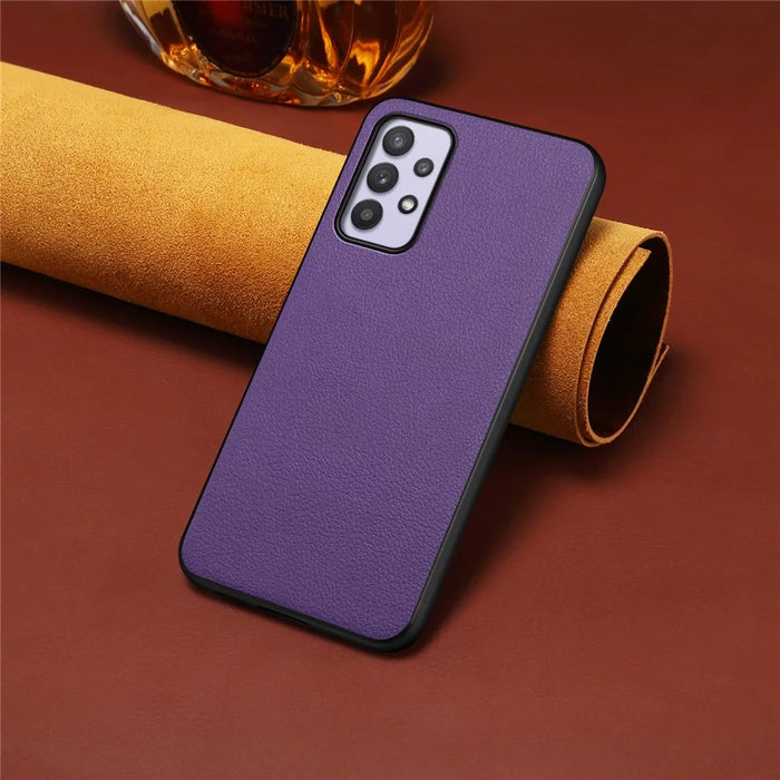 For Samsung Galaxy A32 5G / M32 5G Shockproof Case PU+TPU+PC Calf Texture Phone Protector - Purple - 4
