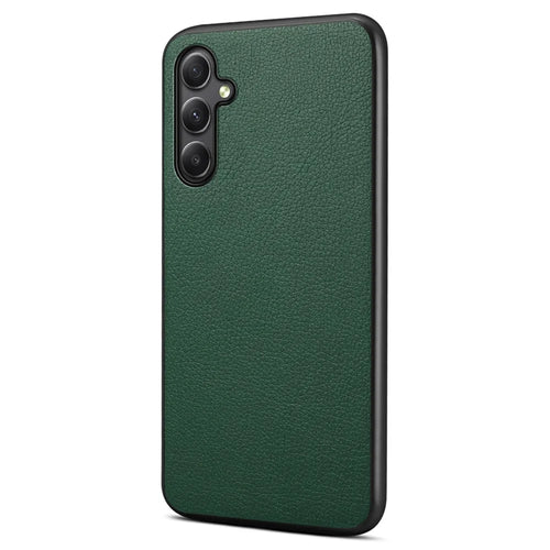 For Samsung Galaxy A34 5G Cell Phone Cases Calf Texture Leather+PC+TPU Slim-Fit Cover - Green - 1