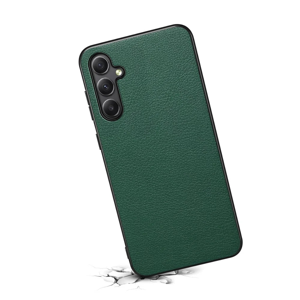 For Samsung Galaxy A34 5G Cell Phone Cases Calf Texture Leather+PC+TPU Slim-Fit Cover - Green - 2