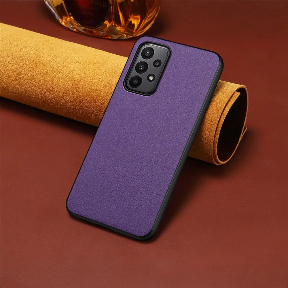 For Samsung Galaxy A23 4G / A23 5G (Global Version) Case PU Leather+PC+TPU Shock-Absorbent Mobile Phone Cover - Purple - 4