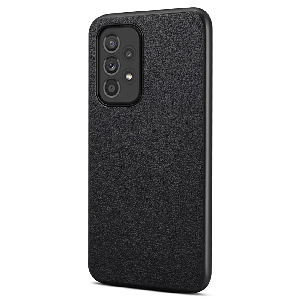 For Samsung Galaxy A33 5G Phone Cover Calf Texture PU+TPU+PC Drop-proof Case - Black - 1