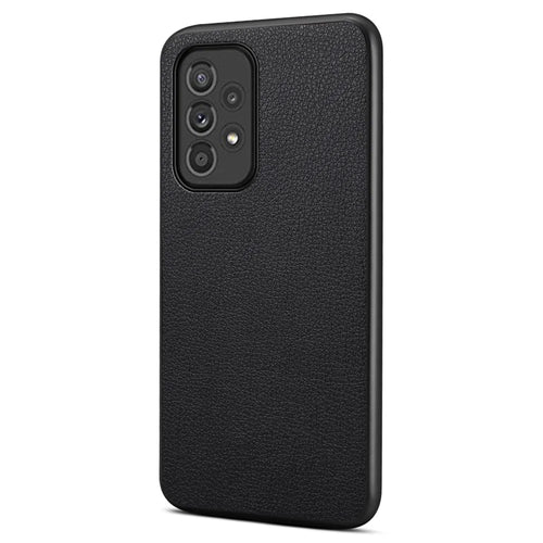 For Samsung Galaxy A33 5G Phone Cover Calf Texture PU+TPU+PC Drop-proof Case - Black - 1
