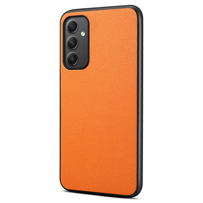 For Samsung Galaxy A35 5G Case Anti-Scratch Calf Texture Leather Phone Back Cover - Orange - 1