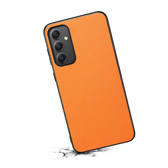 For Samsung Galaxy A35 5G Case Anti-Scratch Calf Texture Leather Phone Back Cover - Orange - 2