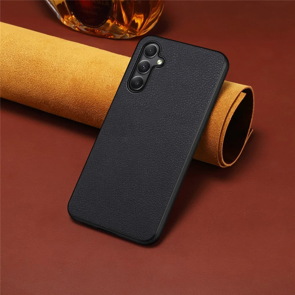 For Samsung Galaxy A24 4G (162.1 x 77.6 x 8.3mm) Case PU+PC+TPU Hybrid Protective Phone Cover - Black - 4