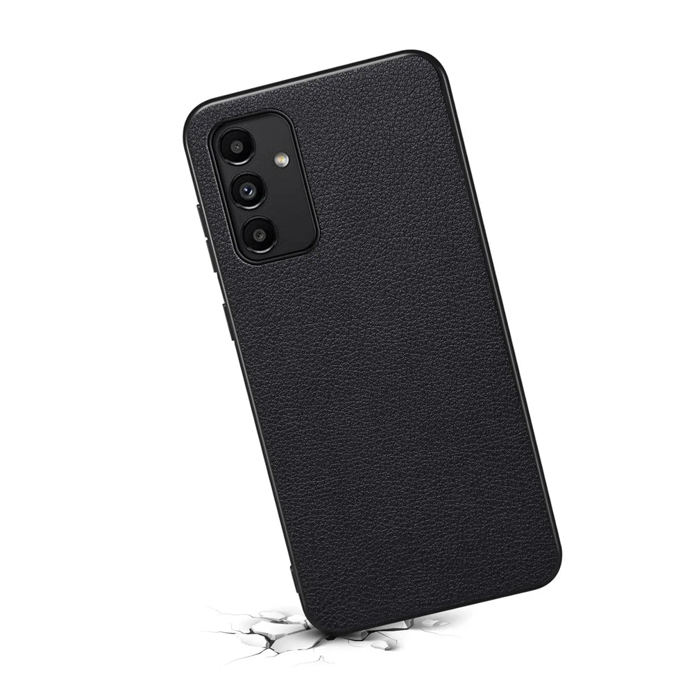 For Samsung Galaxy A13 5G Case PU Leather Calf Texture Shockproof Protective Back Cover - Black - 2