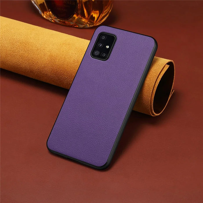 For Samsung Galaxy A51 4G SM-A515 Case PU Leather+PC+TPU Slim-Fit Phone Shell - Purple - 4