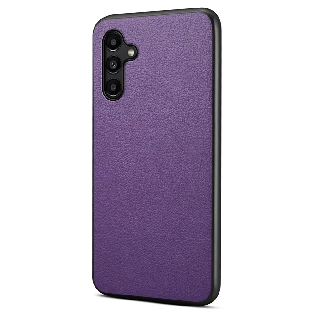 For Samsung Galaxy A15 4G / 5G Case Hybrid Leather Coated PC+TPU Shookproof Protection Cover - Purple - 1
