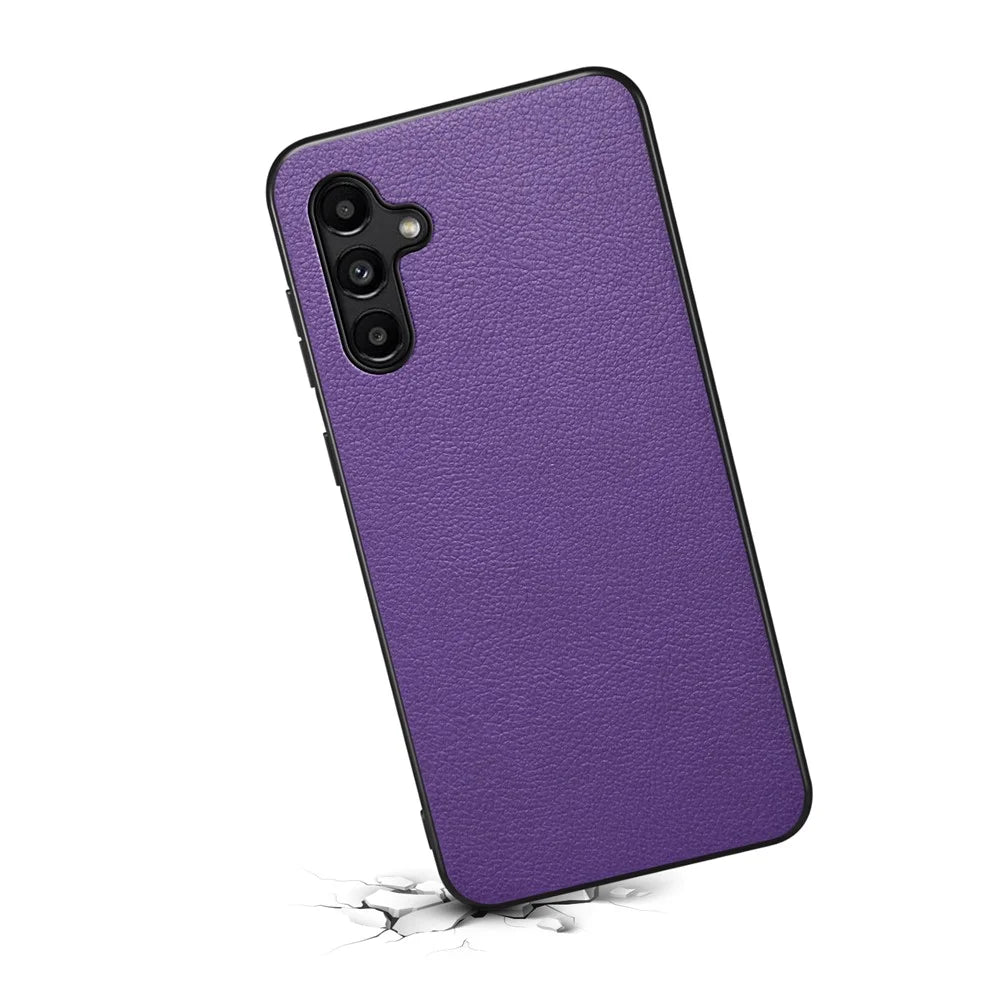 For Samsung Galaxy A15 4G / 5G Case Hybrid Leather Coated PC+TPU Shookproof Protection Cover - Purple - 2
