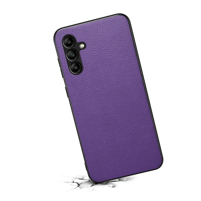 For Samsung Galaxy A05s 4G Case Anti-Drop Calf Texture Leather Coating Back Cover - Purple - 2