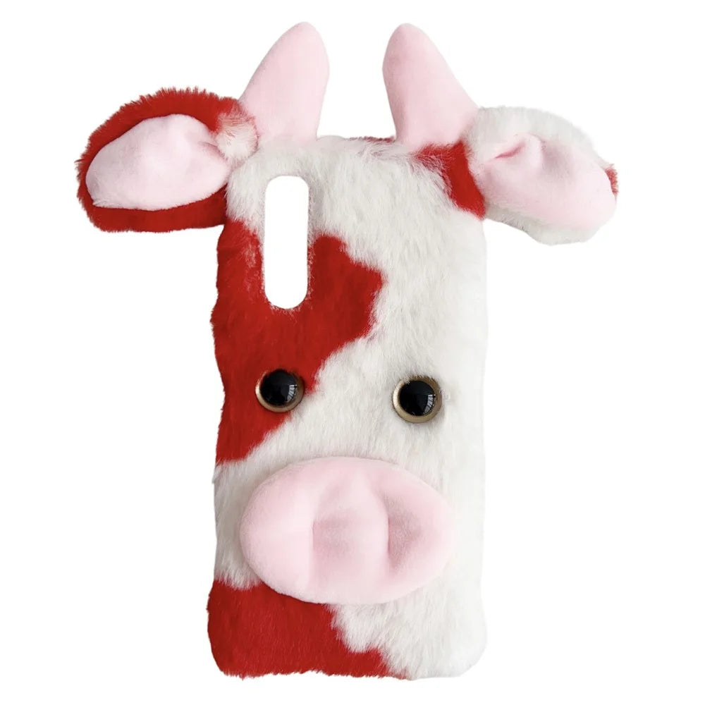 For Sony Xperia 10 V Case Fluffy Cows Ear Soft TPU Slim Phone Case - Red - 1