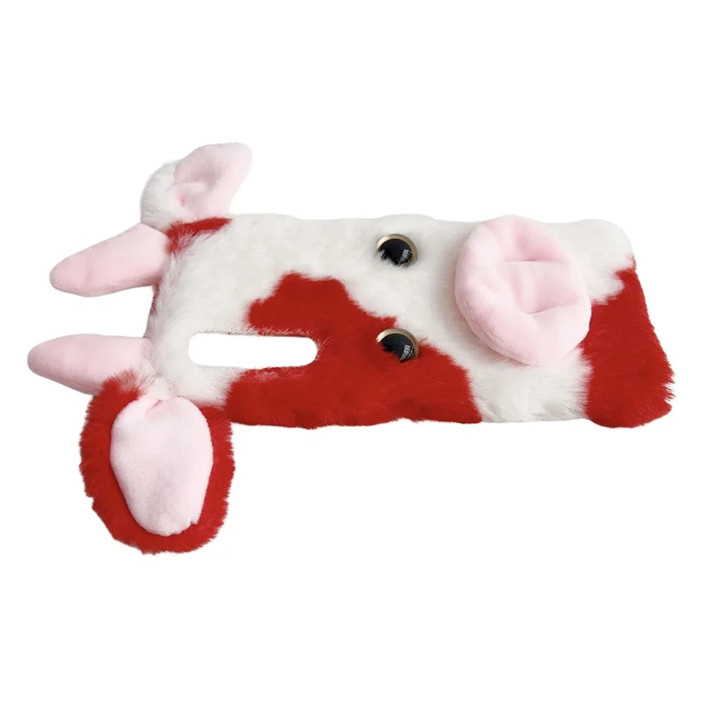 For Sony Xperia 10 V Case Fluffy Cows Ear Soft TPU Slim Phone Case - Red - 2