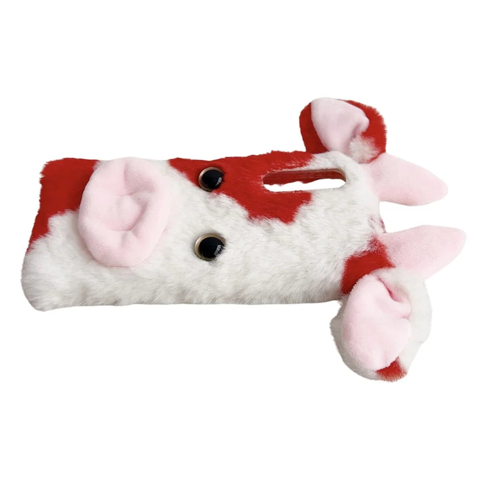 For Sony Xperia 10 V Case Fluffy Cows Ear Soft TPU Slim Phone Case - Red - 4