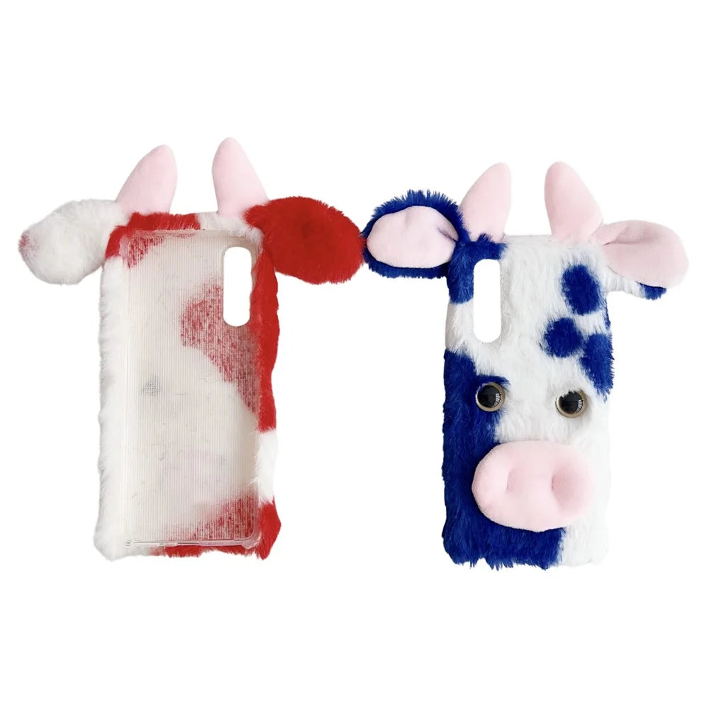 For Sony Xperia 10 V Case Fluffy Cows Ear Soft TPU Slim Phone Case - Red - 6