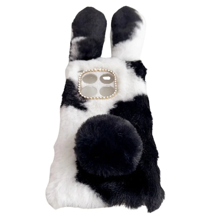 For OnePlus 12 5G Case Fluffy Cows Ear Shockproof Soft TPU Phone Cover - Black - 3