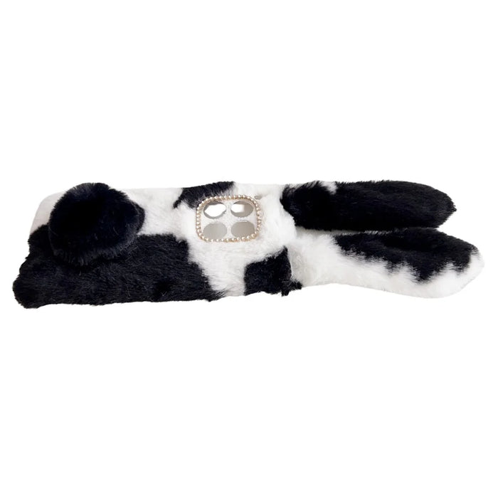For OnePlus 12 5G Case Fluffy Cows Ear Shockproof Soft TPU Phone Cover - Black - 4