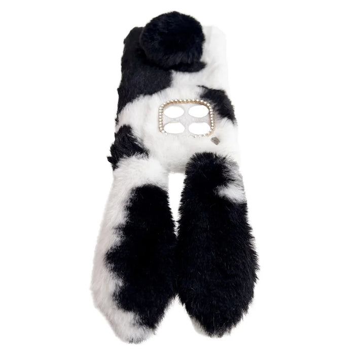For OnePlus 12 5G Case Fluffy Cows Ear Shockproof Soft TPU Phone Cover - Black - 5