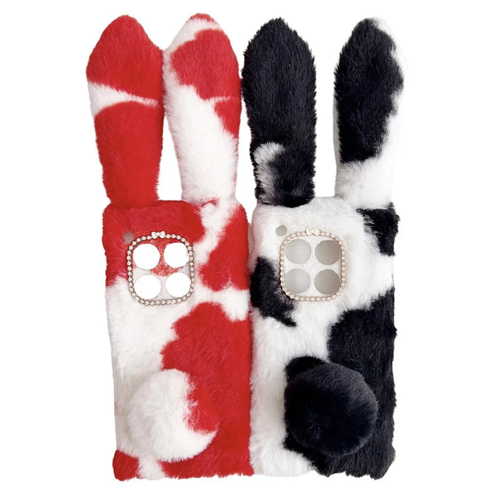 For OnePlus 12 5G Case Fluffy Cows Ear Shockproof Soft TPU Phone Cover - Black - 6