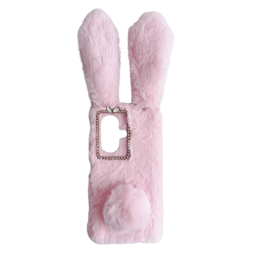 For OnePlus Nord CE3 5G Case Flexible TPU Bunny Ears Furry Hairball Phone Cover - Pink - 1