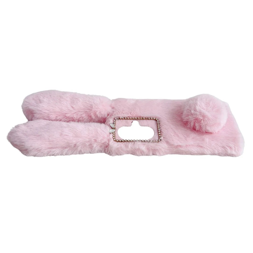 For OnePlus Nord CE3 5G Case Flexible TPU Bunny Ears Furry Hairball Phone Cover - Pink - 2