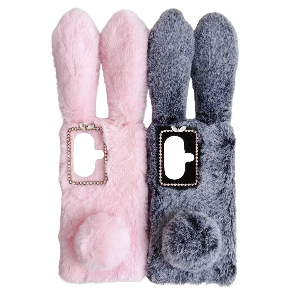 For OnePlus Nord CE3 5G Case Flexible TPU Bunny Ears Furry Hairball Phone Cover - Pink - 7