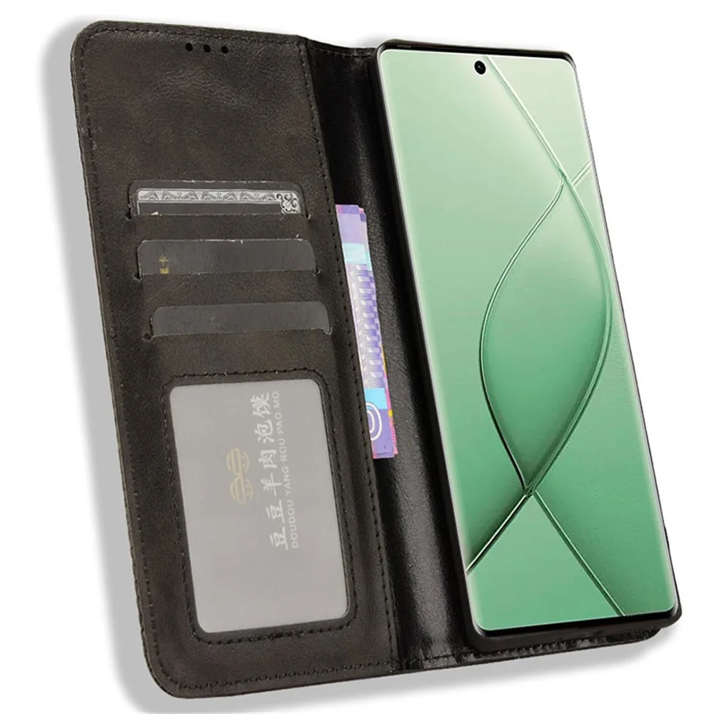For TECNO Spark 20 Pro+ KJ7 Case Leather Magnetic Closure Wallet Flip Phone Cover - Black - 2