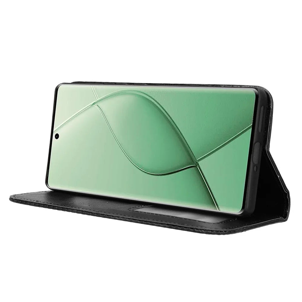 For TECNO Spark 20 Pro+ KJ7 Case Leather Magnetic Closure Wallet Flip Phone Cover - Black - 3