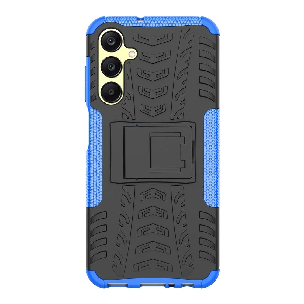 For Samsung Galaxy A25 5G (Global) (161.0 x 76.5 x 8.3mm) Case PC+TPU 2-in-1 Tire Texture Cover with Kickstand - Blue - 2
