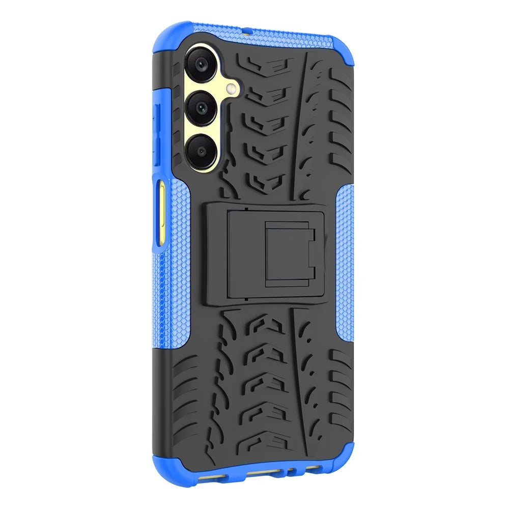 For Samsung Galaxy A25 5G (Global) (161.0 x 76.5 x 8.3mm) Case PC+TPU 2-in-1 Tire Texture Cover with Kickstand - Blue - 3