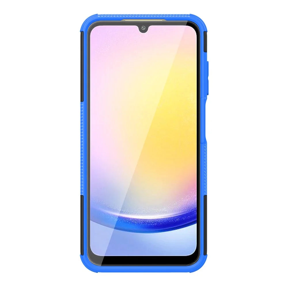 For Samsung Galaxy A25 5G (Global) (161.0 x 76.5 x 8.3mm) Case PC+TPU 2-in-1 Tire Texture Cover with Kickstand - Blue - 4