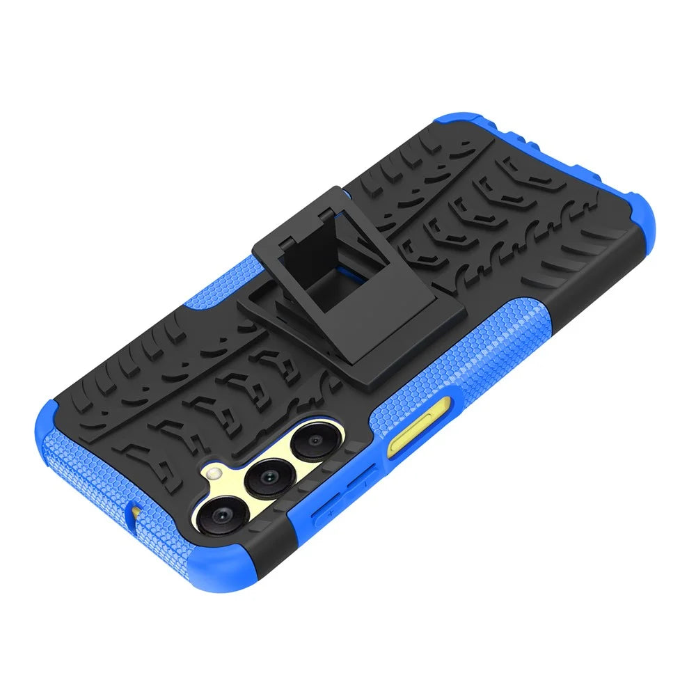 For Samsung Galaxy A25 5G (Global) (161.0 x 76.5 x 8.3mm) Case PC+TPU 2-in-1 Tire Texture Cover with Kickstand - Blue - 6