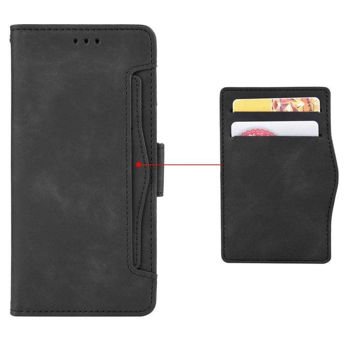 For TECNO Spark 20 Pro+ KJ7 Case Multiple Card Slots PU Leather Stand Phone Cover - Black - 6