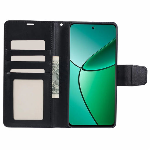 HANMAN Mill Series Phone Cover for Realme 12 4G / 12+ 5G Case PU Leather Wallet Phone Shell - Black - 2