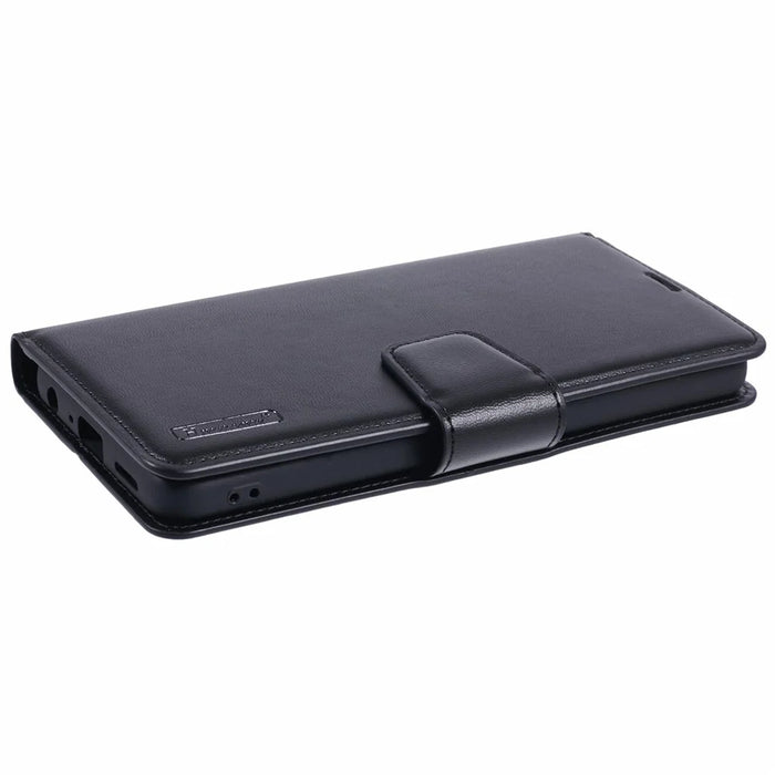 HANMAN Mill Series Phone Cover for Realme 12 4G / 12+ 5G Case PU Leather Wallet Phone Shell - Black - 5
