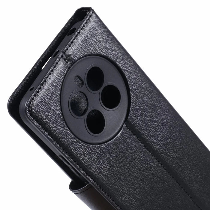 HANMAN Mill Series Phone Cover for Realme 12 4G / 12+ 5G Case PU Leather Wallet Phone Shell - Black - 6