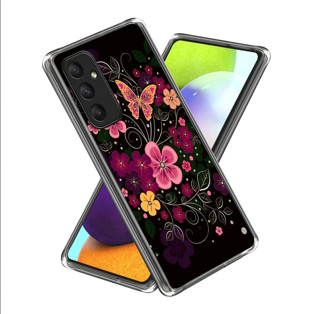 For Samsung Galaxy A35 5G Case Pattern TPU Slim Shockproof Phone Cover - Flower and Butterfly - 1