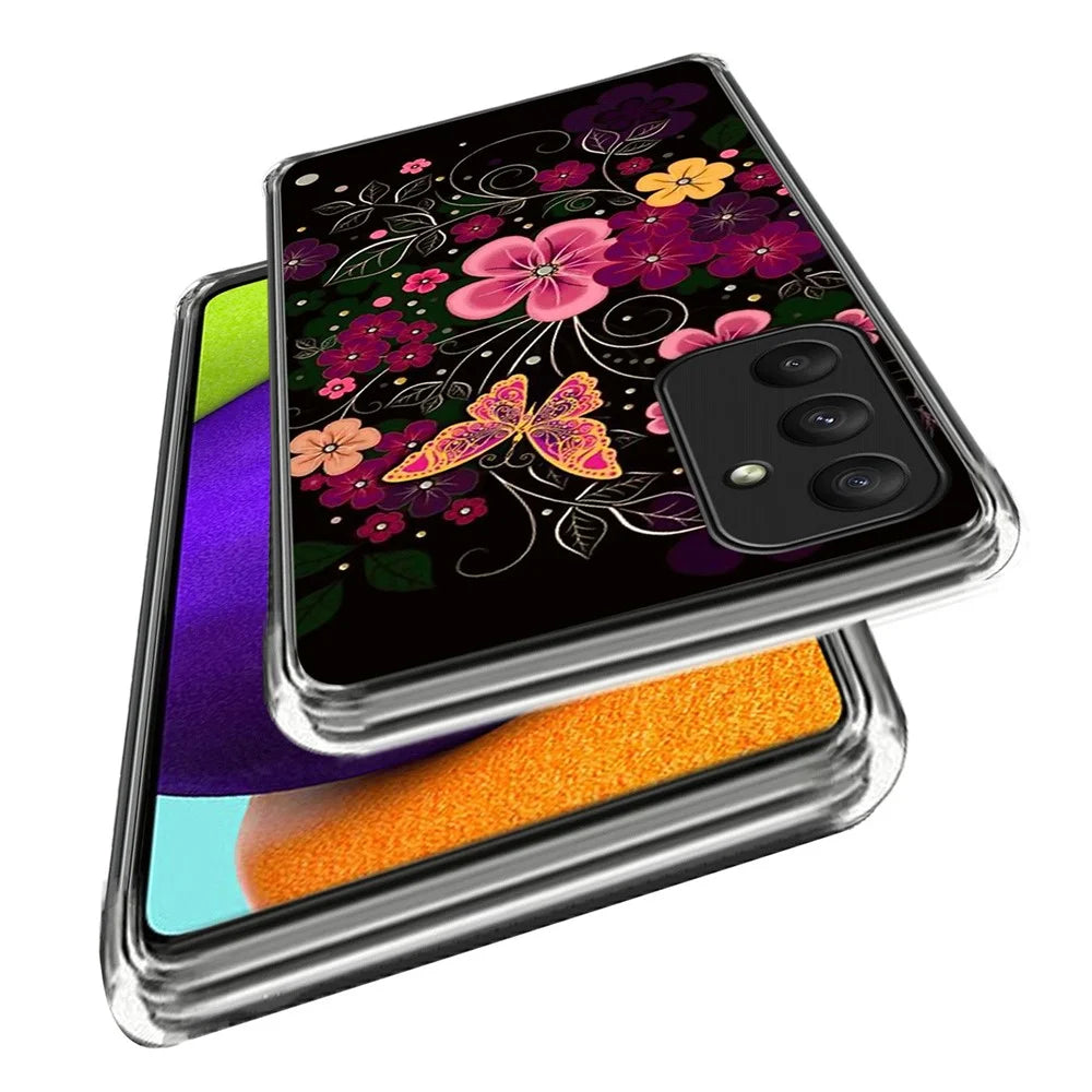 For Samsung Galaxy A35 5G Case Pattern TPU Slim Shockproof Phone Cover - Flower and Butterfly - 2
