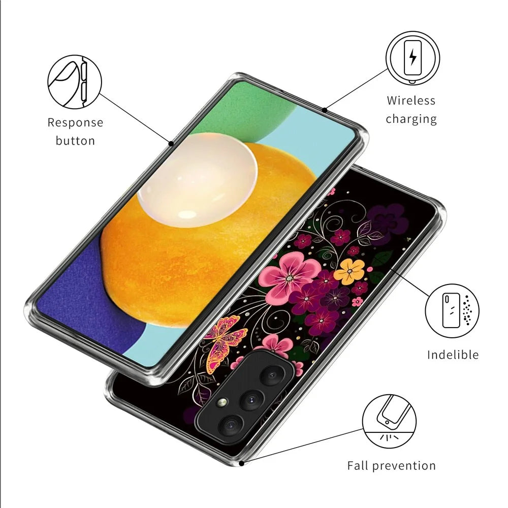 For Samsung Galaxy A35 5G Case Pattern TPU Slim Shockproof Phone Cover - Flower and Butterfly - 3