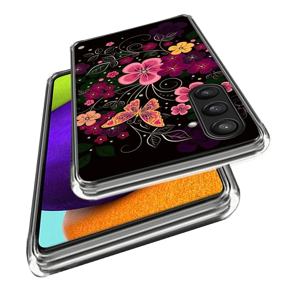 For Samsung Galaxy S24 TPU Case Pattern Printed Soft Slim Phone Cover - Flower and Butterfly - 2
