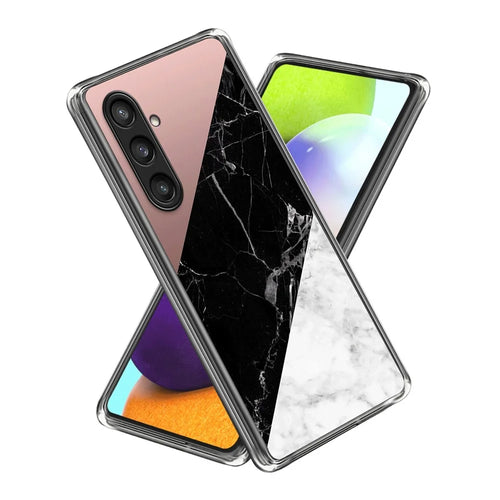 For Samsung Galaxy S24+ Case Pattern Design Thin Flexible TPU Phone Cover - Three-Color Marble Texture - 1