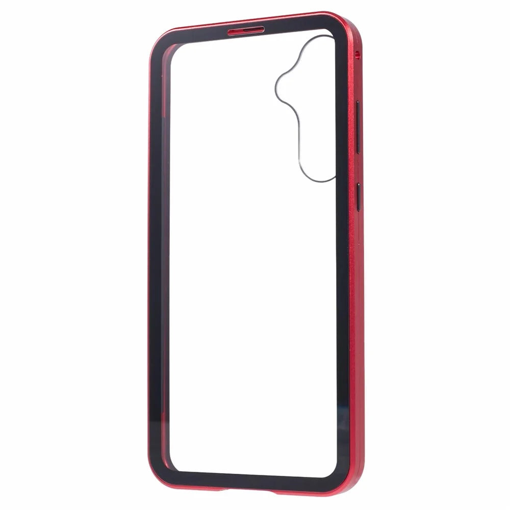 For Samsung Galaxy A55 5G Full Body Case Magnetic Tempered Glass Double-Sided Phone Case - Red - 5