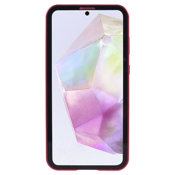 For Samsung Galaxy A35 5G Full Body Case Magnetic Tempered Glass Double-Sided Phone Case - Red - 3